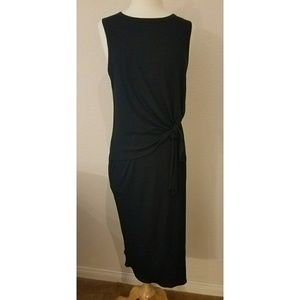 Theory Dorotea K Tie-Waist Cotton Midi Dress Black